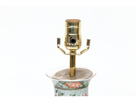 Pair Of Chinese Famille Verte Porcelain Vases, Mounted As Table Lamps