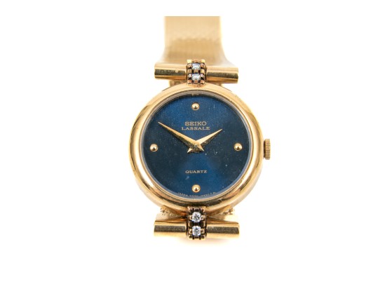 Seiko Lasalle Small Gold Tone Quartz Wristwatch, Blue Dial, Bracelet