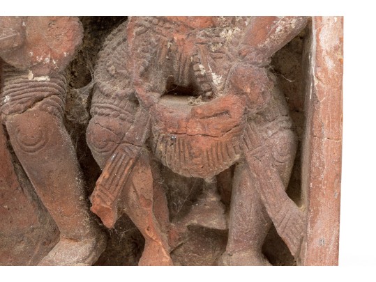 Decorative Set Of Two Semi Antique Asian Figural Brick Tiles