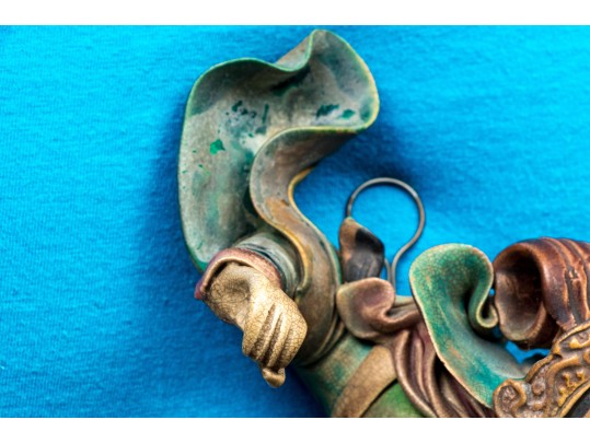 Vintage Chinese Sancai Glazed Figural Pottery Roof Tiles, Ca. 1935