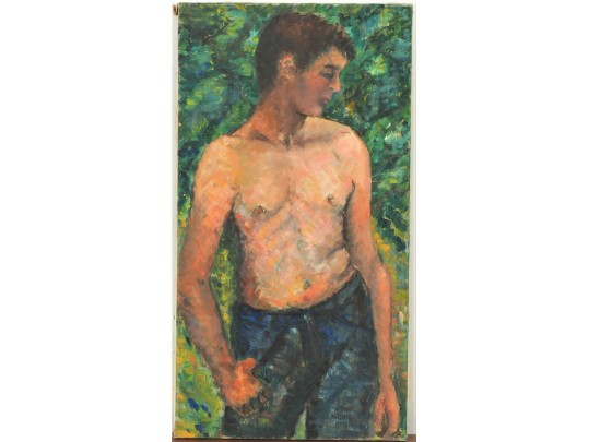 Caroline Newhouse (German/American 1910-2003) Oil On Canvas Of A Bare Chested Male Figure - Unframed