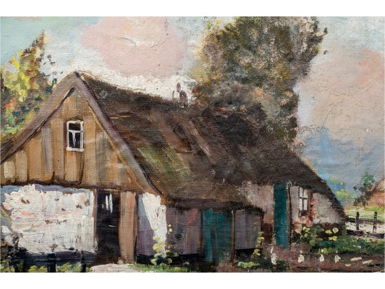 Signed Painting Of A Farmhouse