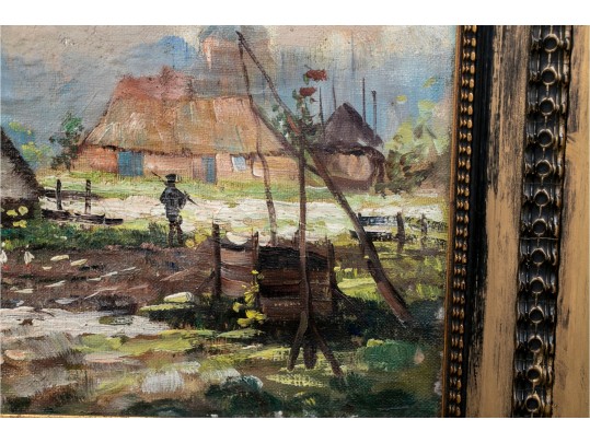 Signed Painting Of A Farmhouse