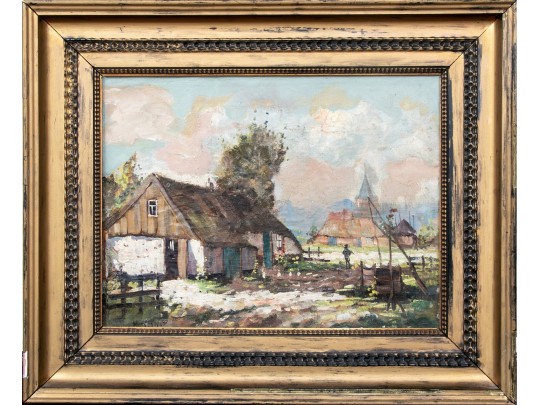 Signed Painting Of A Farmhouse