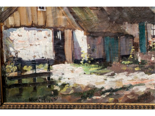 Signed Painting Of A Farmhouse