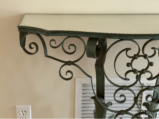 Circa 1920, Parisian Wrought Iron And Mirror Console 