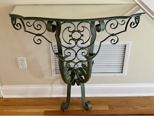 Circa 1920, Parisian Wrought Iron And Mirror Console 