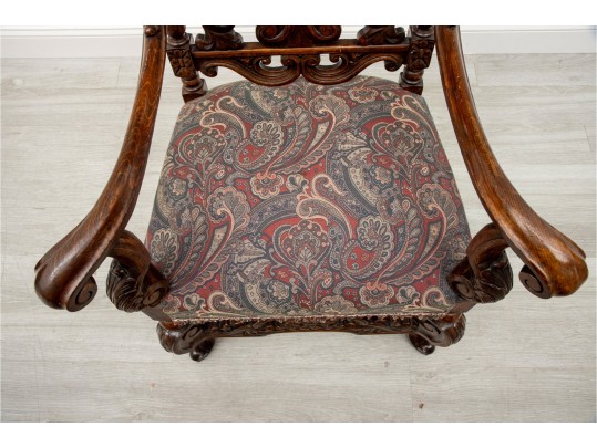 19th Century Belgian Baroque Walnut Armchair