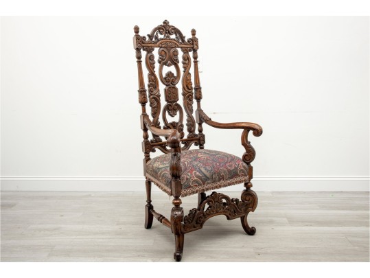 19th Century Belgian Baroque Walnut Armchair