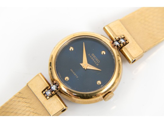 Seiko Lasalle Small Gold Tone Quartz Wristwatch, Blue Dial, Bracelet