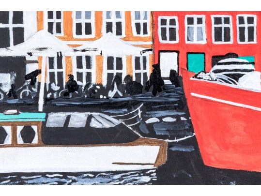 Oil On Canvas, Along The Town Quay