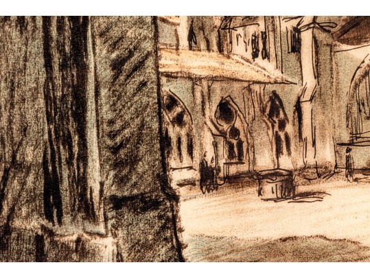 Jacques Weismann (France, 1878-1962) Graphite Drawing On Paper,, View Of A Cathedral 