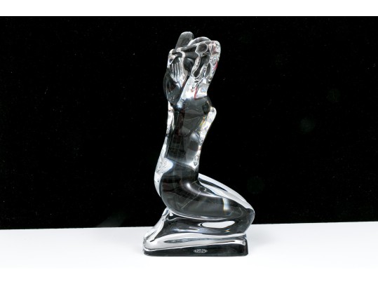 Baccarat R.Rigot Striking Kneeling Nude Figure, Boxed