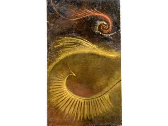 Edward Castiglione (Am., CT, 1948-2010 Modernist Oil On Canvas, Concoidal Abstract