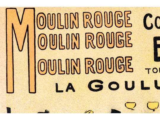 Small Scale Framed Toulouse Lautrec Lithograph Poster, Moulin Rouge Concert Bal, La Goulue