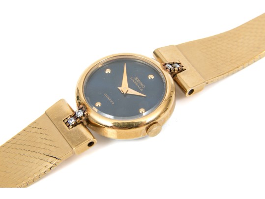 Seiko Lasalle Small Gold Tone Quartz Wristwatch, Blue Dial, Bracelet