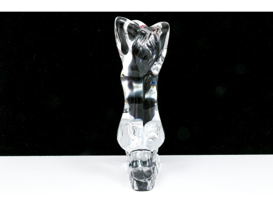 Baccarat R.Rigot Striking Kneeling Nude Figure, Boxed