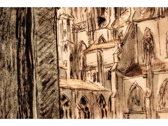 Jacques Weismann (France, 1878-1962) Graphite Drawing On Paper,, View Of A Cathedral 