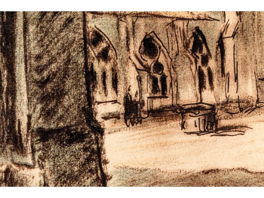 Jacques Weismann (France, 1878-1962) Graphite Drawing On Paper,, View Of A Cathedral 