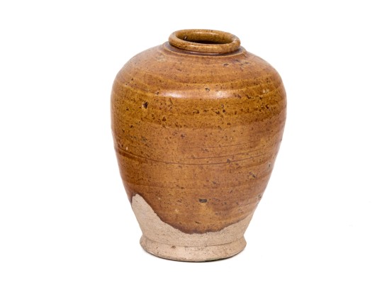Antique Chinese Straw Glazed Pottery Vase, Tang Dynasty Or Later