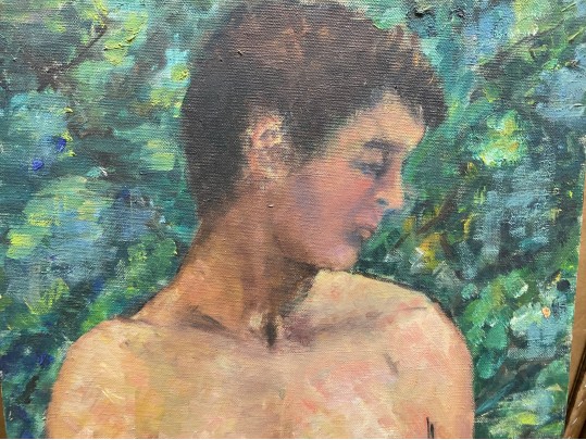 Caroline Newhouse (German/American 1910-2003) Oil On Canvas Of A Bare Chested Male Figure - Unframed