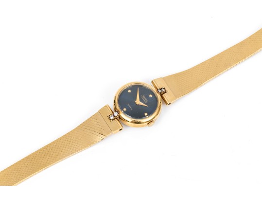 Seiko Lasalle Small Gold Tone Quartz Wristwatch, Blue Dial, Bracelet