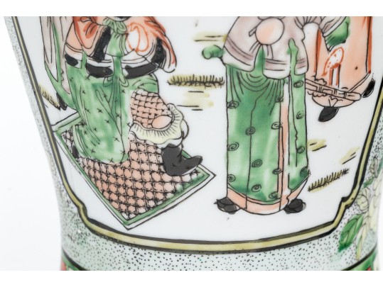 Pair Of Chinese Famille Verte Porcelain Vases, Mounted As Table Lamps