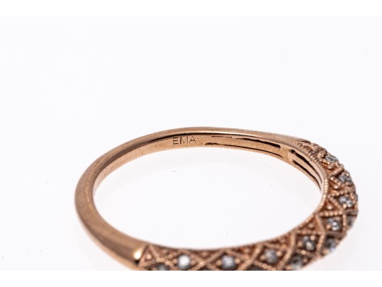 10k Rose Gold Lovely Argyle Motif Diamond Band Ring, Size 7