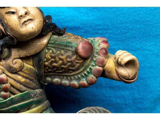 Vintage Chinese Sancai Glazed Ceramic Roof Tile, Ca. 1935