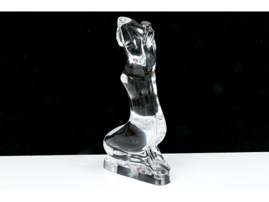 Baccarat R.Rigot Striking Kneeling Nude Figure, Boxed