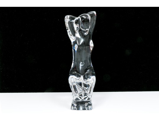 Baccarat R.Rigot Striking Kneeling Nude Figure, Boxed