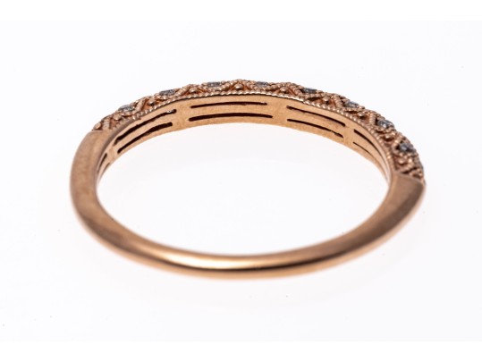 10k Rose Gold Lovely Argyle Motif Diamond Band Ring, Size 7