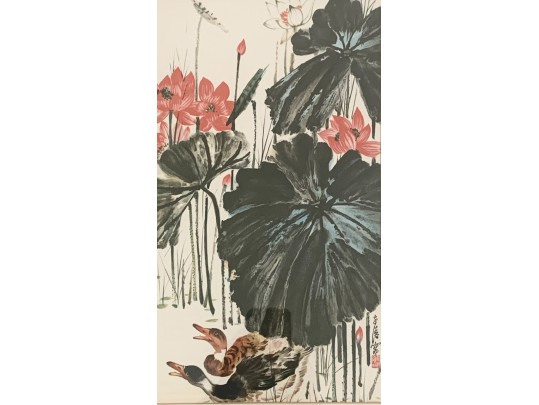 Two Compatible Asian Floral Wood Blocks