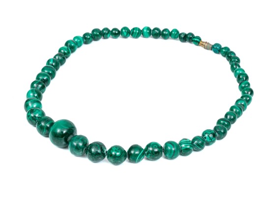 Striking Graduated Green Malachite Bead Necklace