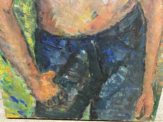 Caroline Newhouse (German/American 1910-2003) Oil On Canvas Of A Bare Chested Male Figure - Unframed