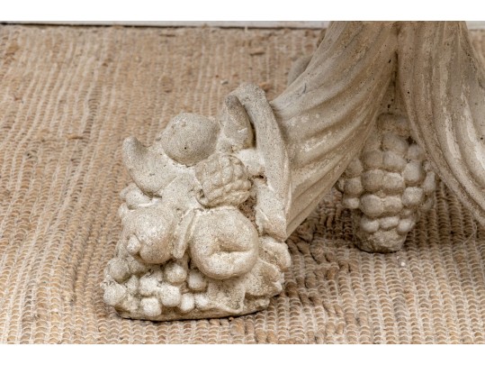 Elegant Vintage Cornucopia Form Cast Concrete Side Table