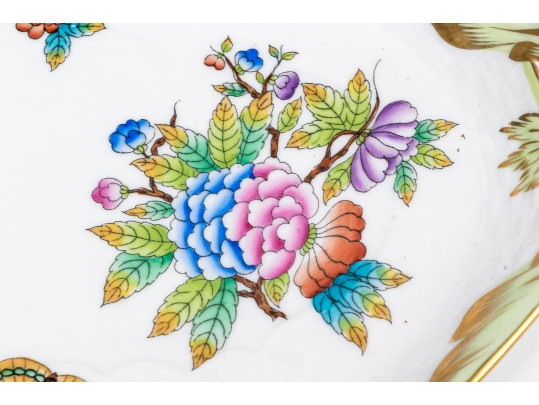 Small Herend Queen Victoria Hand Painted Porcelain Twin Handled Tray  