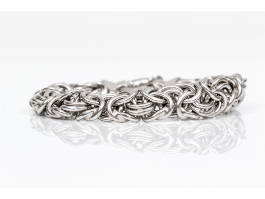 Sterling Silver Handsome Chunky Byzantine Style Bracelet