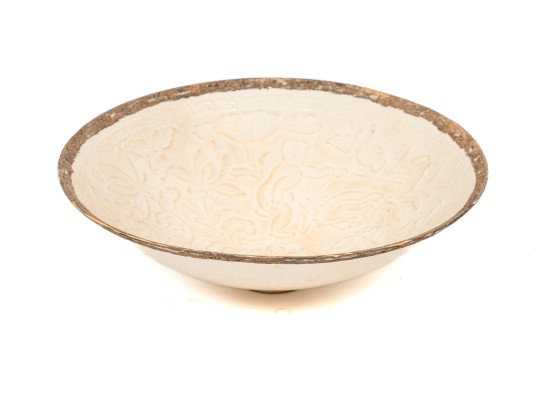Antique Chinese Ding Ware Glazed Pottery Bowl