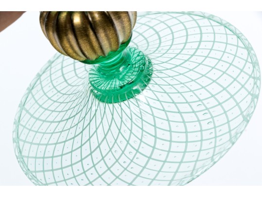 Murano Green And White Net Pattern Tall Pitcher 