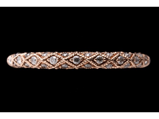 10k Rose Gold Lovely Argyle Motif Diamond Band Ring, Size 7