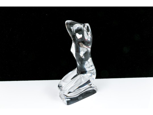 Baccarat R.Rigot Striking Kneeling Nude Figure, Boxed