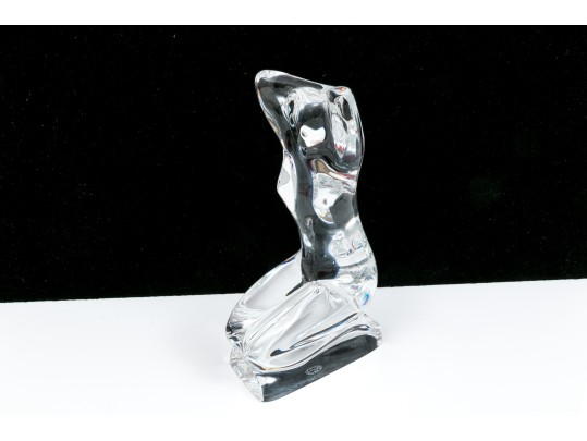 Baccarat R.Rigot Striking Kneeling Nude Figure, Boxed