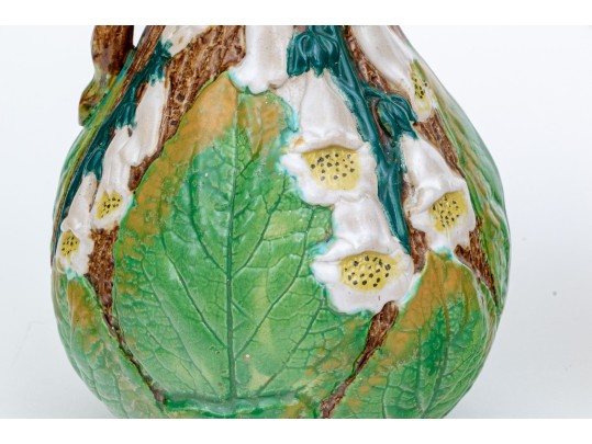 Collection Of 2 English Hand Painted Polychrome Finished Ceramic Water Pitchers
