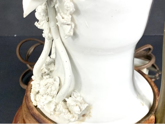 Unusual Vintage Signed Chinese Porcelain Guanyin Blanc De Chine Figure Mounted As A Lamp