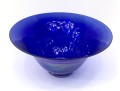 Cobalt Blue Pulled Feather Art Glass Bowl