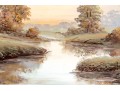 Allen Fontaine (American, 1861-1962) Watercolor, River Landscape At Dawn