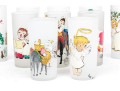 Set Of 10 Vintage Paint Decorated Christmas Theme Glasses
