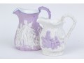 Two Antique English Earthenware Relief Pitchers