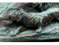 Vintage High Relief Bronze Plaque, Lions In A Landscape